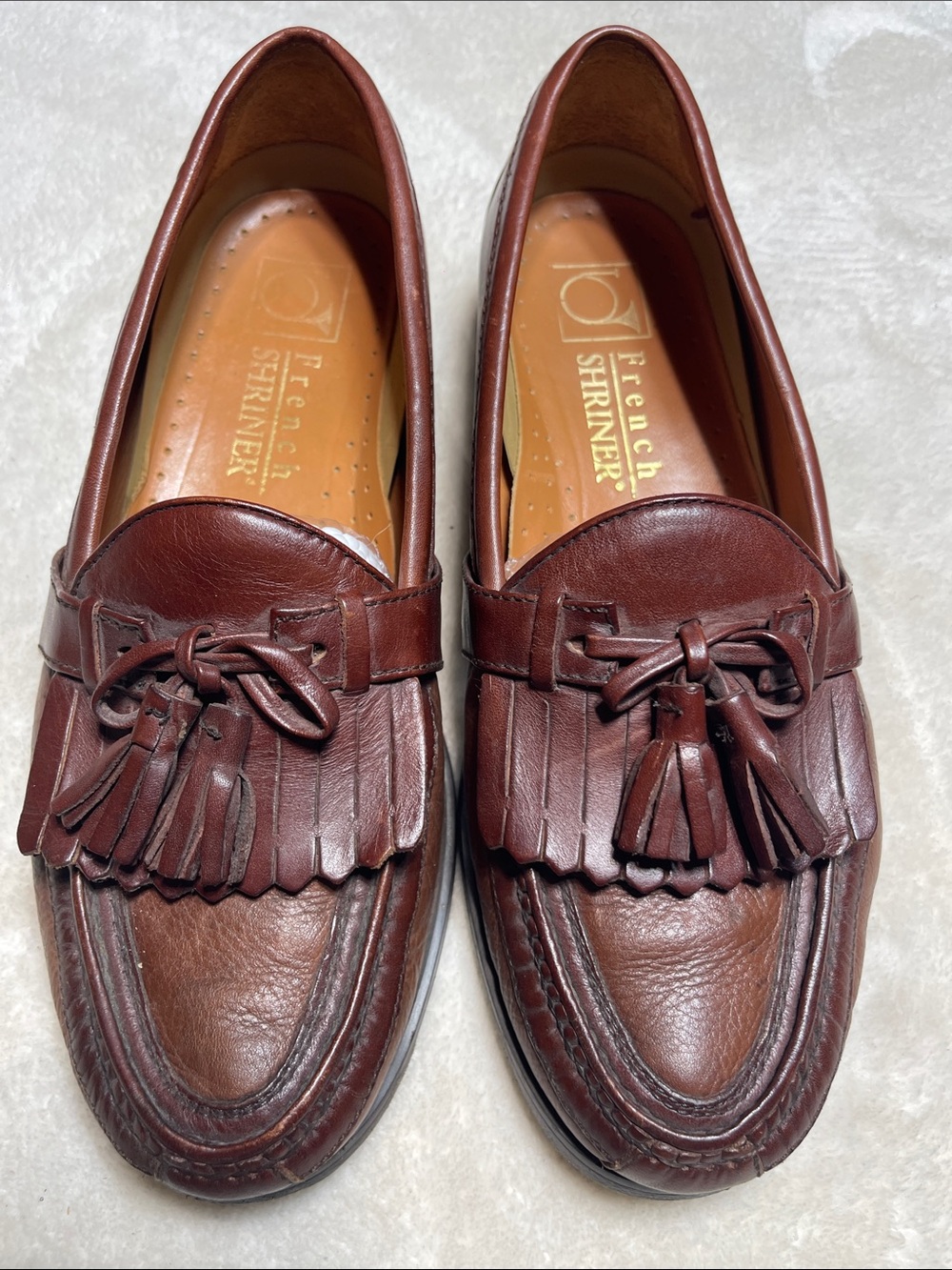 French Shriner Men's Tassel Kiltie Loafers in Dark Brown Size 9.5